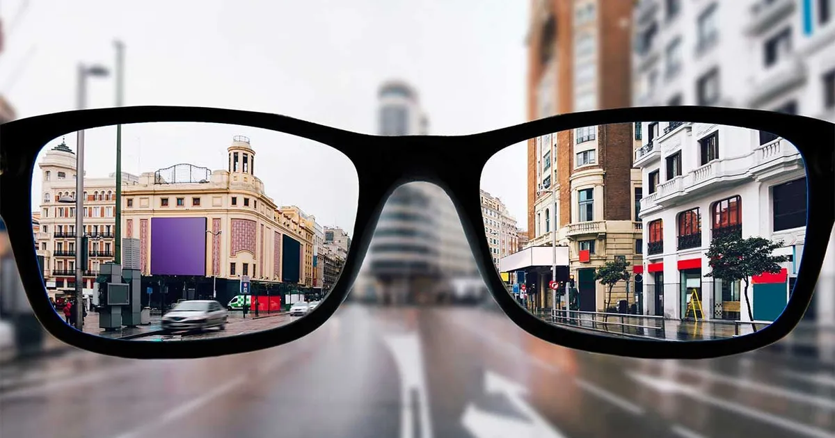A pair of glasses on display at Outlook Eye Centre