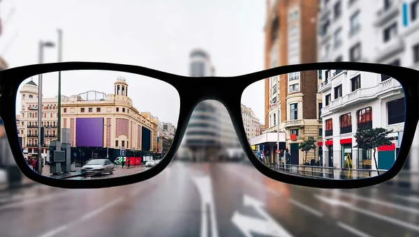 A pair of glasses on display at Outlook Eye Centre